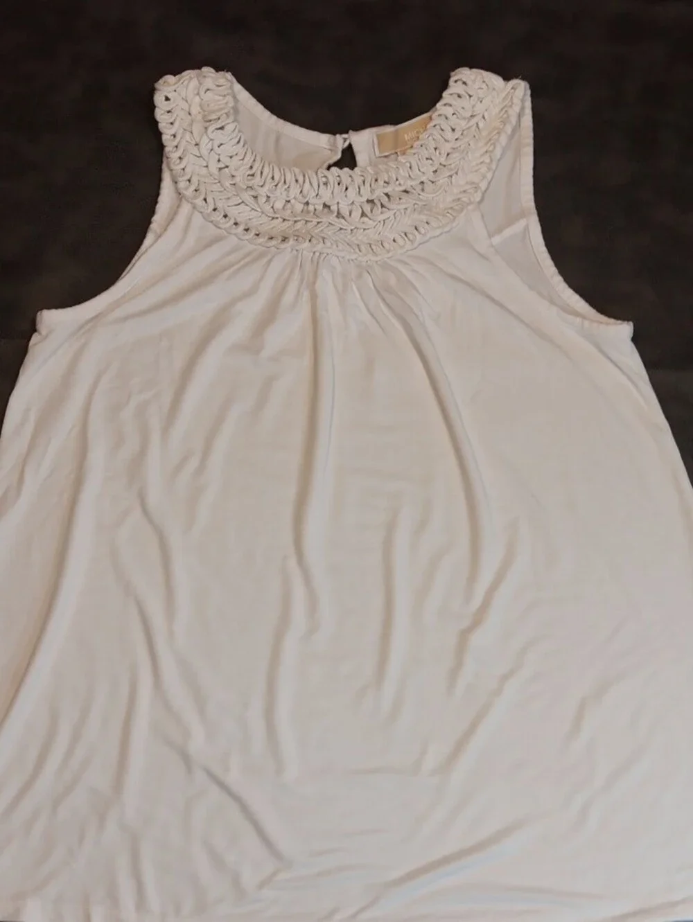 Michael Kors White Braided-Neck Sleeveless Tank